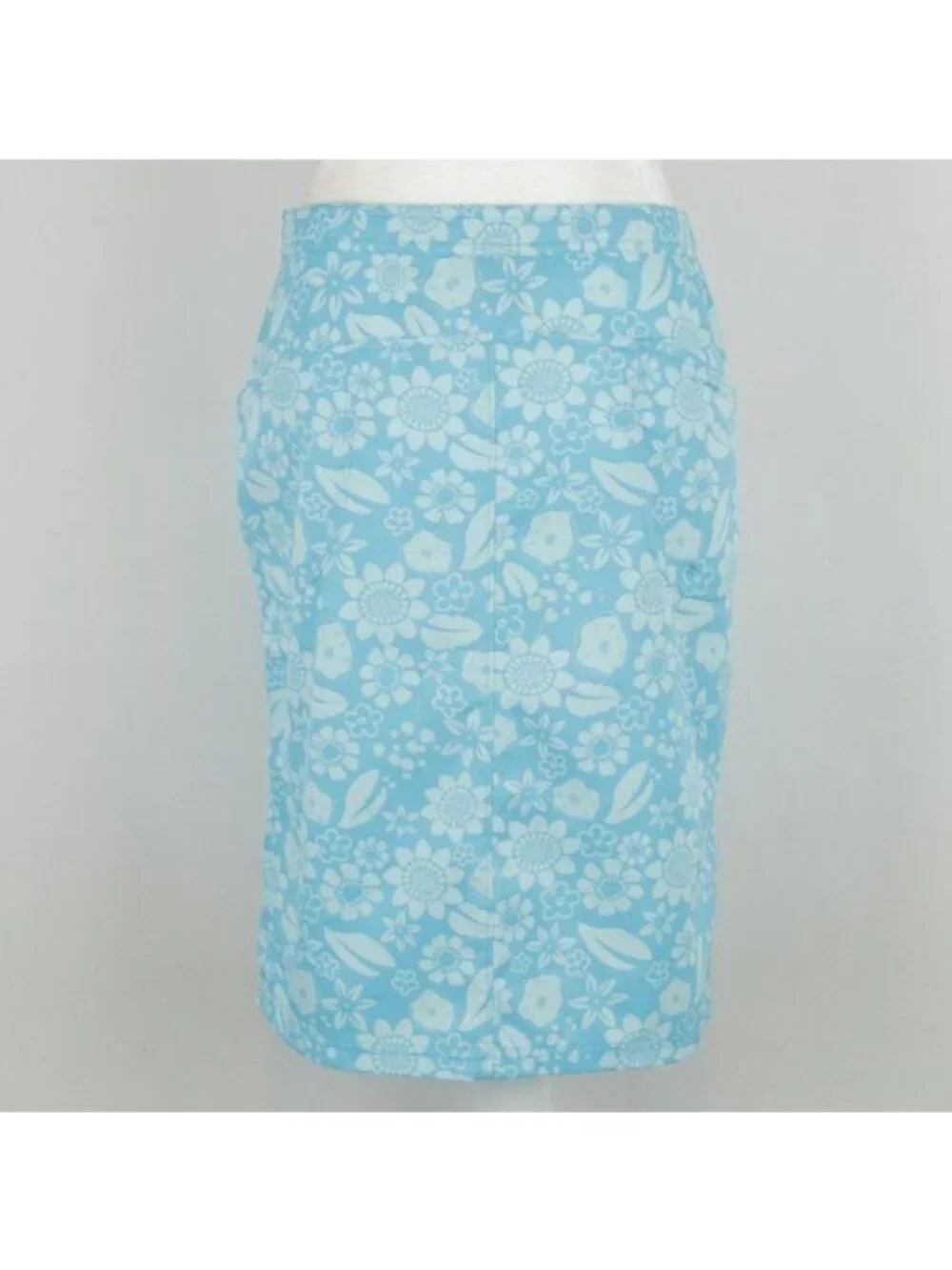 Columbia Women's Size 8 Blue Floral Stretch Knee Length Pencil Skirt